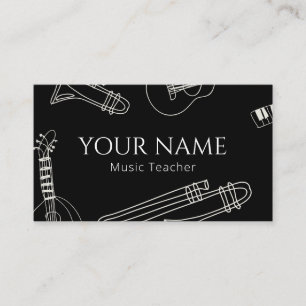 Carte De Visite Musique Enseignant Ligne Moderne Art Minimal Noir 