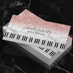 Carte De Visite Musique Enseignant Marbre Rose Gold Parties scinti