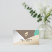 Carte De Visite Musique Enseignant moderne Gold Piano tendance (Debout devant)