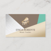 Carte De Visite Musique Enseignant moderne Gold Piano tendance (Devant)