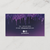 Carte De Visite Musique Enseignant Moderne Purple Drives Piano Key (Dos)