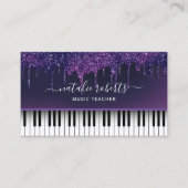 Carte De Visite Musique Enseignant Moderne Purple Drives Piano Key (Devant)