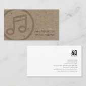 Carte De Visite Musique Enseignant Musique Note Icône Musicien (Devant / Derrière)