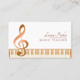 Carte De Visite Musique Enseignant Piano Clavier Élégant Clé Music