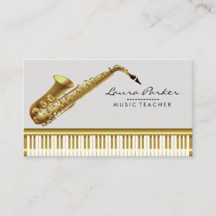 Carte De Visite Musique Enseignant Piano Clavier Saxophone Musicie