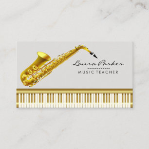 Carte De Visite Musique Enseignant Piano Clavier Saxophone Musicie