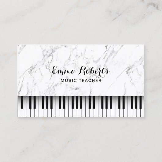 Carte De Visite Musique Enseignant Piano Keys Élégant Marbre blanc (Devant)