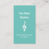 Carte De Visite Musique Enseignant QR code Treble Clef Vert Turquo (Devant)