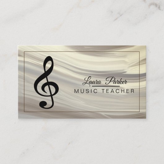 Carte De Visite Musique Enseignant Treble Note Aquarelle Sound Wav (Devant)