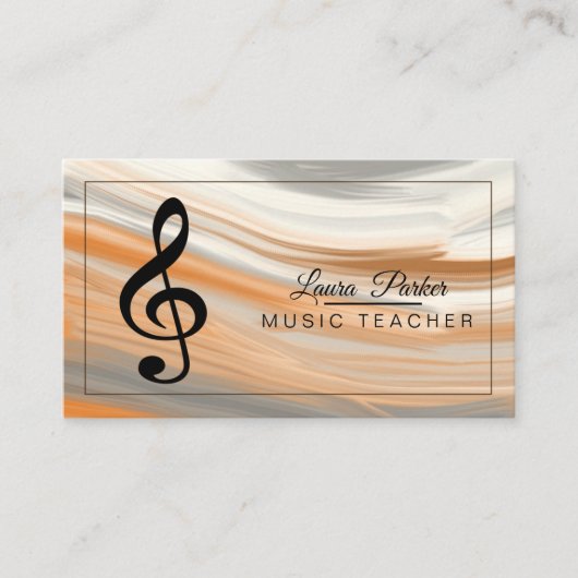 Carte De Visite Musique Enseignant Treble Note Aquarelle Sound Wav (Devant)