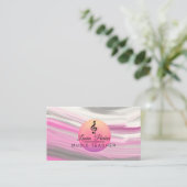 Carte De Visite Musique Enseignant Treble Note Pink Sound Waves (Debout devant)