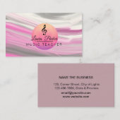 Carte De Visite Musique Enseignant Treble Note Pink Sound Waves (Devant / Derrière)