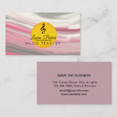 Carte De Visite Musique Enseignant Treble Note Pink Sound Waves (Devant / Derrière)