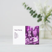 Carte De Visite MUSIQUE FABRIQUANT CHAT ET OWL Purple Blanc (Debout devant)