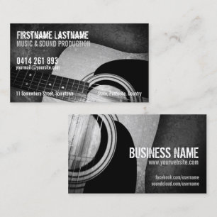 Carte de visite Musique Grunge Acoustique Guitare