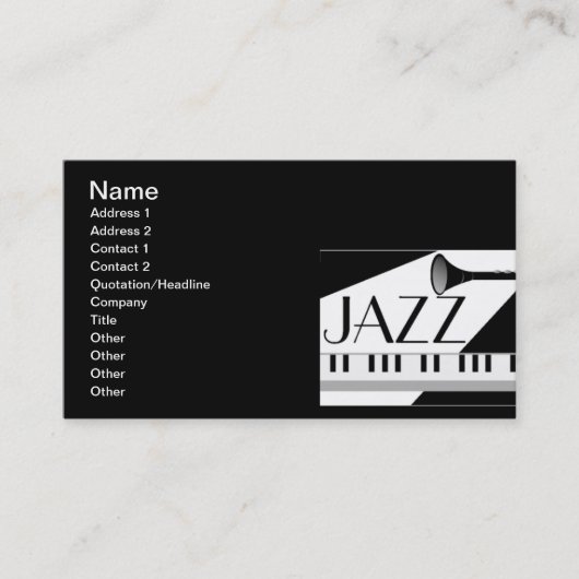 CARTE DE VISITE MUSIQUE JAZZ BLANC NOIR GRAPHIQUE (Devant)