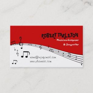 Carte De Visite Musique musicale pentagramme rouge, blanc, noir