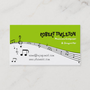 Carte De Visite Musique musicale pentagramme vert, blanc noir