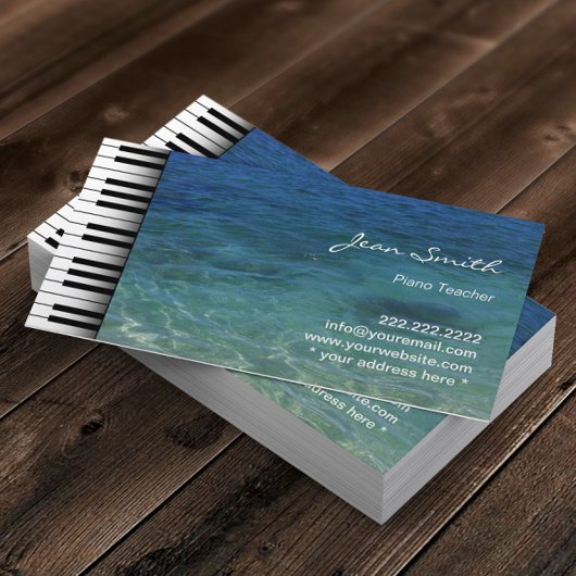 Carte De Visite Musique Piano enseignant Plage Eau de mer