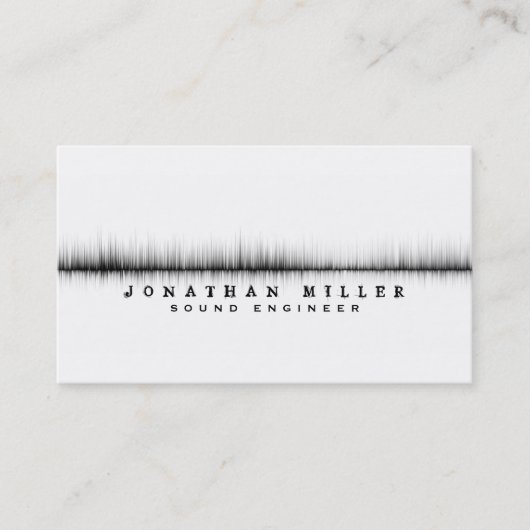 Carte De Visite Musique Sound Wave | Blanc et noir (Devant)