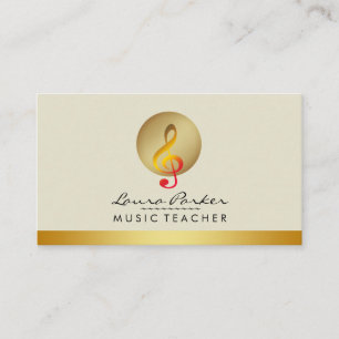 Carte De Visite Musique Teacher Cream Musicien Note musicale
