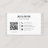 Carte De Visite Mustache de code QR noir et blanc unique (Dos)