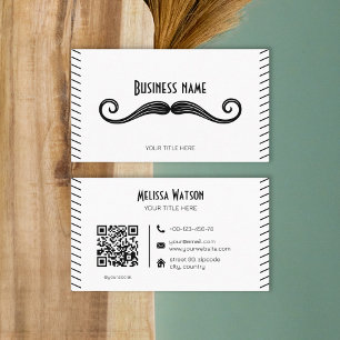 Carte De Visite Mustache de code QR noir et blanc unique