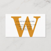 Carte De Visite Mustard Jaune Monogramme Moderne Minimaliste (Dos)