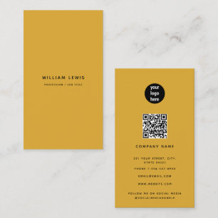 Carte De Visite Mustard Yellow Modern QR Code Médias sociaux