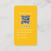 Carte De Visite Mustard Yellow QR Code Photo Connect Modern (Dos)