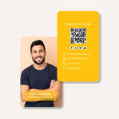 Carte De Visite Mustard Yellow QR Code Photo Connect Modern