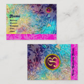 Carte De Visite MYRTLE MONOGRAM bleu turquase fuchsia amethyst (Devant / Derrière)