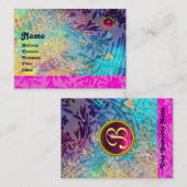 Carte De Visite MYRTLE MONOGRAM bleu turquase fuchsia amethyst (Devant / Derrière)