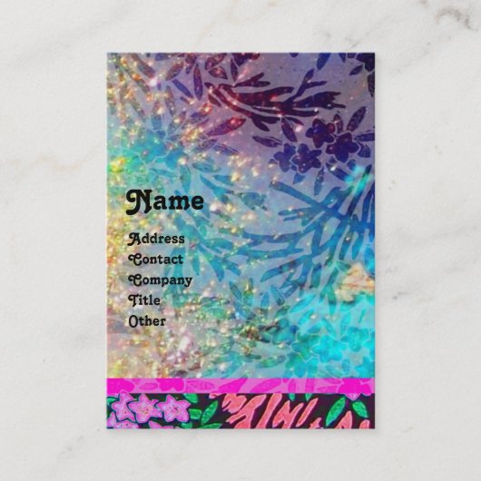 Carte De Visite MYRTLE MONOGRAM, bleu turquase fuchsia rose (Devant)