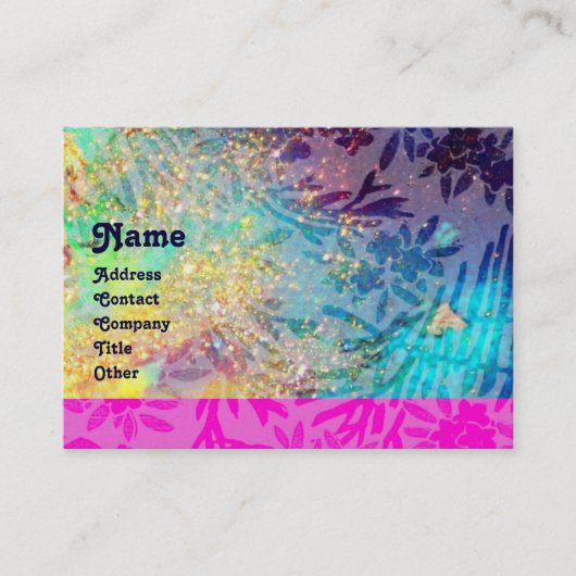 Carte De Visite MYRTLE MONOGRAMME, bleu turquoise rose fuchsia per (Devant)
