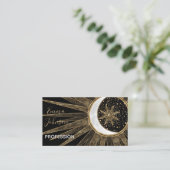 Carte De Visite Mystic Black Gold Sun Moon Mandala (Debout devant)
