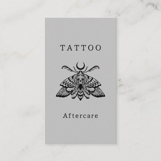 Carte De Visite Mystic Death Moth Tattoo Afcare Instructions (Devant)