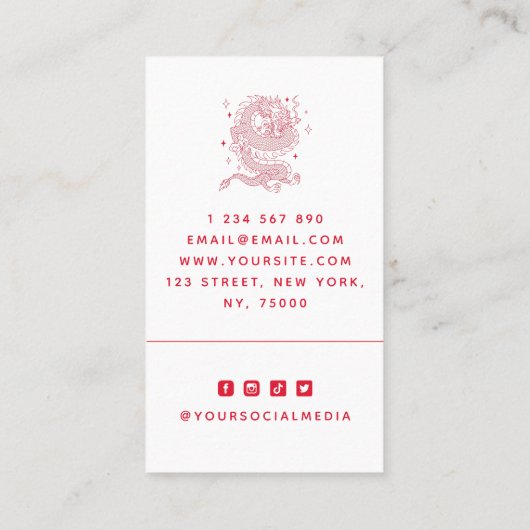 Carte De Visite Mystic Dragon Rouge Créature Tatouage Artiste Mode (Dos)