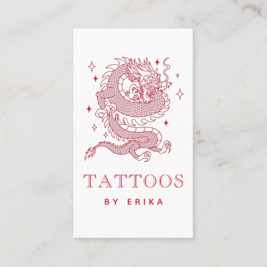 Carte De Visite Mystic Dragon Rouge Créature Tatouage Artiste Mode (Devant)