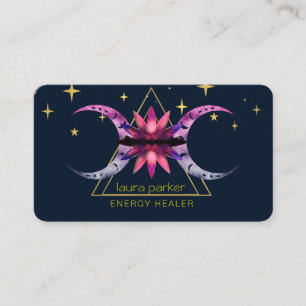 Carte De Visite Mystic Lotus Fleur Crescent Moon Healing Energy