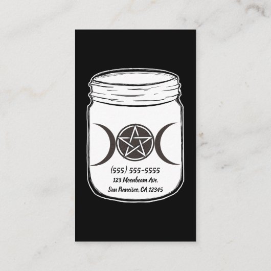 Carte De Visite Mystical Magic Moons Triple Déesse Mason Jar (Dos)