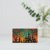Carte De Visite Mystical Night Castle Silhouette (Debout devant)