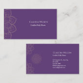 Carte De Visite Mystique Purple Yoga Reiki guérisseur spirituel d' (Devant / Derrière)