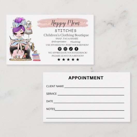 Carte De Visite Nähen der Visitenkartenfashion-Designer (Devant / Derrière)