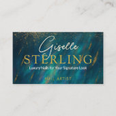 Carte De Visite Nail Artist Dark Green Opal Stone QR Code (Devant)