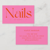 Carte De Visite Nail Artist Hot Pink Red Typography  (Devant / Derrière)