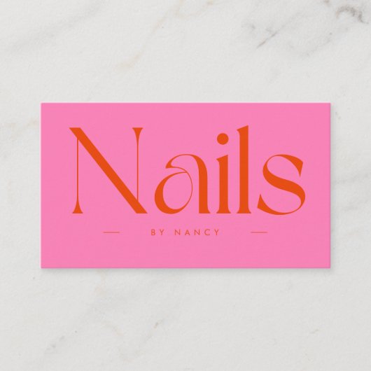 Carte De Visite Nail Artist Hot Pink Red Typography  (Devant)