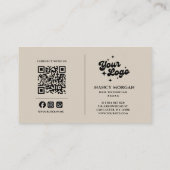 Carte De Visite  Nail Artist Photo Collage Qr Code Logo Beige  (Dos)