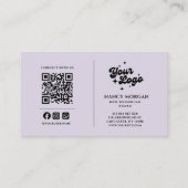 Carte De Visite Nail Artist Photo Collage Qr Code Logo Lavender (Dos)