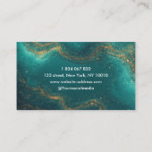 Carte De Visite Nail Artist Turquoise Teal Agate Gold Monogram (Dos)